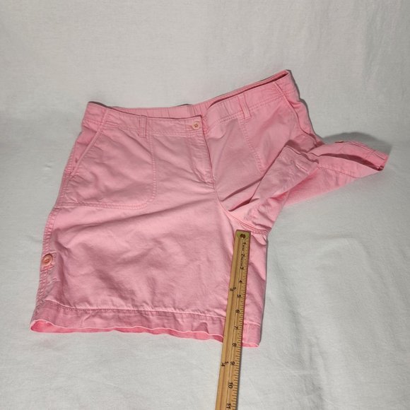 TALBOTS TALBOTS Gorpcore PINK Semi Elastic Waist Roll Leg Bermuda Short Size 16. - Picture 15 of 16